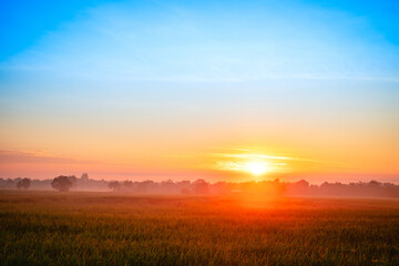 Beautiful , luxury soft gradient orange gold clouds and sunlight on the blue sky perfect for the...