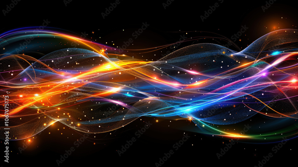 Aufkleber vibrant abstract background featuring wavy lines in spectrum of colors, creating dynamic and energet