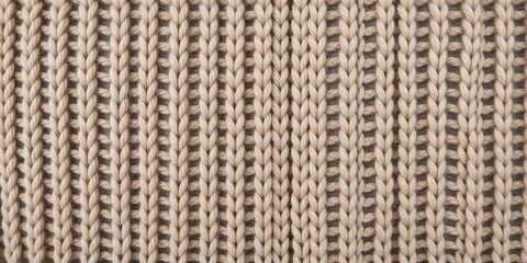 Close-up of knitted fabric texture in neutral color tones, thread