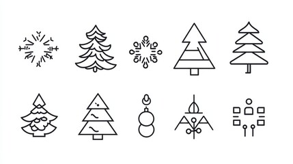 Simple Christmas Tree Icon Collection for Holiday Design