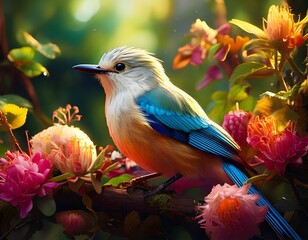 lilac roller on a branch