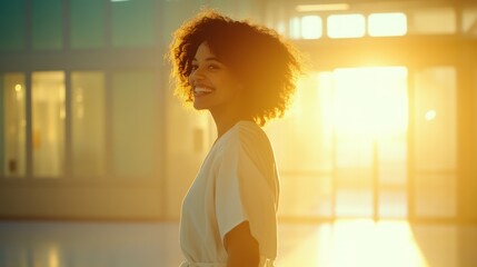 Happy patient leaving hospital after recovery, with a smile of gratitude.