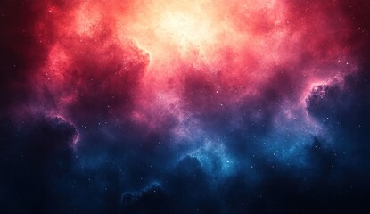 Fototapeta premium Cosmic Nebula with Bright Red and Blue Hues