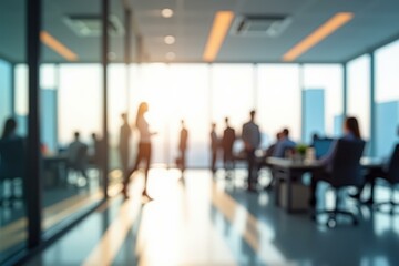 Modern Office Space with Professionals Collaborating and Networking in a Bright, Spacious Environment