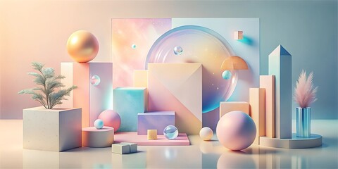 Elegant Abstraction with Geometric Shapes and Pastel Tones