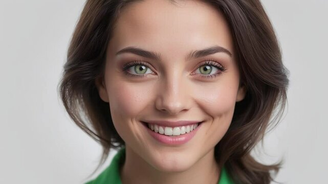Faces of Smiling People Transitioning Quickly on White Background"