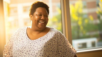 Grateful patient walking out of hospital, celebrating newfound health and healing.