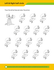 Prewriting skills, line practice sheet for kindergarten, Handwriting practice for kids. Fine motor skills. Line tracing worksheet. Activity page for kids. Coloring page for preschool.