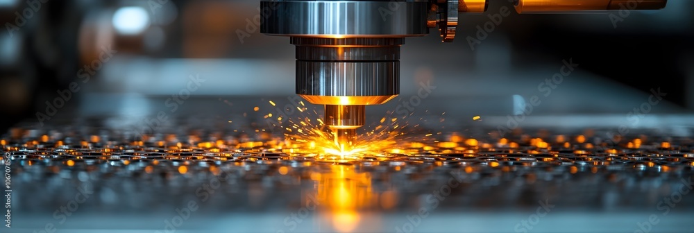 Leinwandbilder close-up view of a high-precision laser cutting and welding machine in an industrial manufacturing w