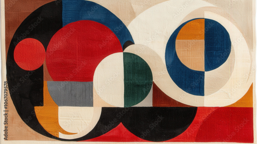 Poster playful and modern abstract design featuring geometric shapes and vibrant colors. this artwork combi