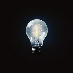 Glowing Vintage Edison Light Bulb on a Black Background, Concept for Idea, Innovation