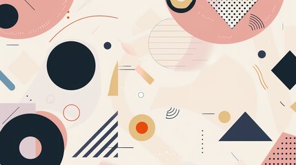 Obraz premium Minimalist Geometric Shape Display Wall - an elegant and contemporary visual. The minimalist design creates a clean and sophisticated backdrop for various displays.