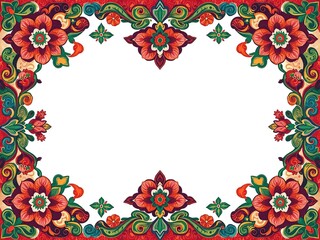 Beautiful Korean traditional ornament background with intricate floral and geometric patterns in vibrant colors, floral