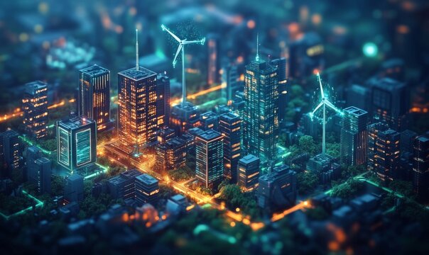 An innovative green tech concept showcasing sustainable technology usage with eco-friendly devices and renewable energy solutions for a cleaner environment