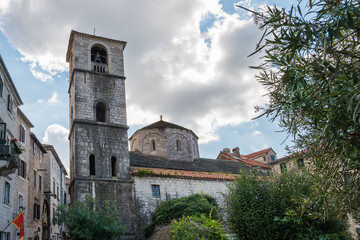Fototapeta premium Orthodox and Catholic churches in Kotor Old Town