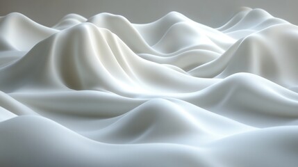 Obraz premium Abstract white fabric with smooth curves and folds, resembling a landscape.