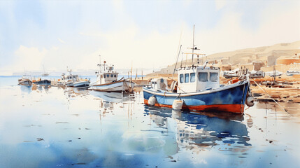 Fototapeta premium fishing boats in the harbor