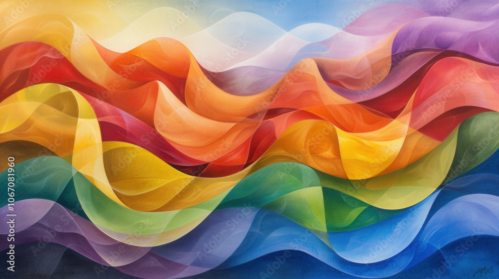 Aufkleber vibrant abstract design featuring flowing waves of color in warm and cool tones, creating whimsical 