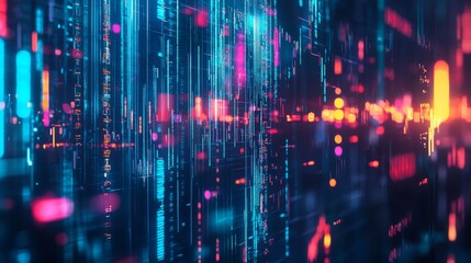 Obraz premium Abstract digital data streams with colorful light effects