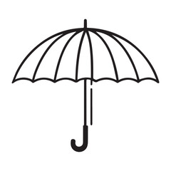 Minimalistic Umbrella Line Icon - Black and White Outline, Ideal for Modern Digital Illustrations and Icons