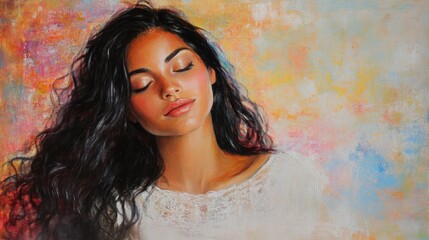 Fototapeta premium Portrait of a Young Woman with Relaxed Expression