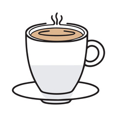Minimalistic Coffee Cup Line Icon - Black and White Outline - Simple Outline Design for Cafe, Beverage, and Morning Coffee Themes