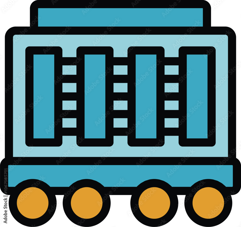Wall mural mobile data center operating system server room on wheels icon in a modern filled outline style