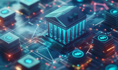 Interconnected banks communicate through an interbank system for financial transactions, information exchange, and to combat money laundering, while also connecting with government agencies