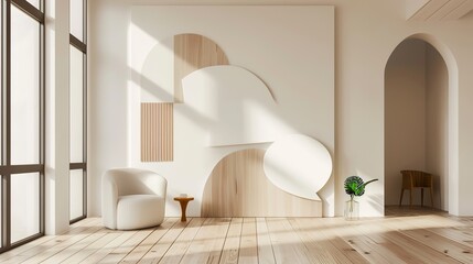 Minimalist Geometric Shape Display Wall - an elegant and contemporary visual. The minimalist design creates a clean and sophisticated backdrop for various displays.