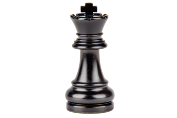Black chess king piece on a white isolate background.
