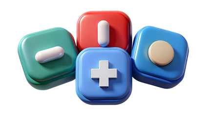 3d Medical and Healthcare Icon Set Isolated on transparent Background