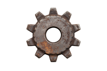 Rusty gear on a white isolated background.