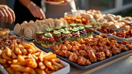 Friends enjoying snacks before game on neatly arranged table  photo stock