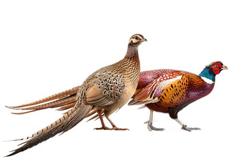 Fototapeta premium oiseau, animal, nature, faune, faisan, sauvage ,mâle, femelle; collection, gibier, blanc, caille, empennage, grouse, bec, oiseau, isolé, poule, chasse, brun, gazon, volaille, portrait, poule, oiseau 