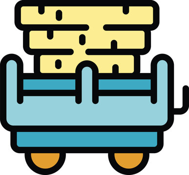 blue cart carrying yellow bricks clip art preview