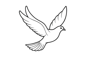 Elegant Dove of Peace Vector Illustration - Minimalist White Bird with Wings Spread Symbolizing Love, Harmony, and Freedom