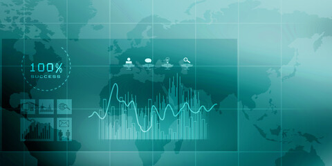 2d illustration Stock market online business concept. business Graph 
