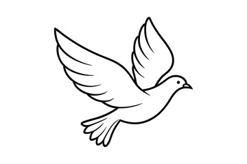 Obraz premium Elegant Dove of Peace Vector Illustration - Minimalist White Bird with Wings Spread Symbolizing Love, Harmony, and Freedom