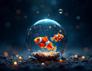 Magical Creatures Encased in a Crystal Ball, Glowing with Mystery and Enchantment