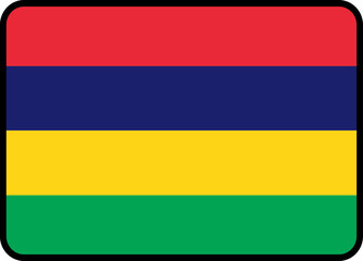 Fototapeta premium Mauritius Flag Rounded Rectangle Icon