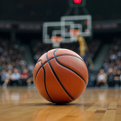 the basket ball on the floor