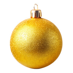 Yellow Christmas ball isolated on transparent background