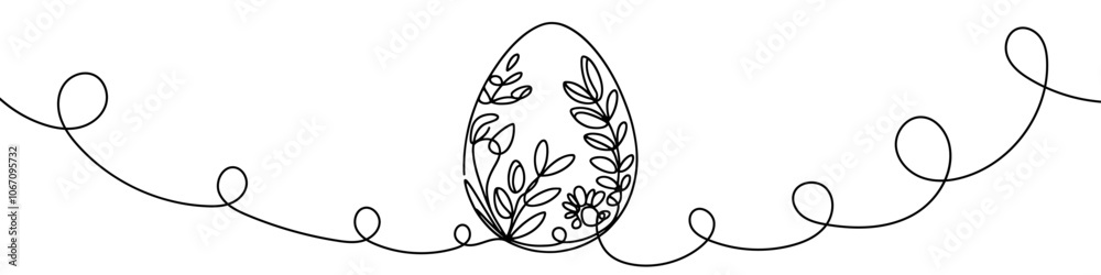 Wall mural minimalist continuous one line drawing creating a simple egg. vector illustration.