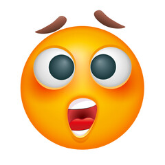 Dizzy emoji on white background. Cute surprized, shocked emoticon