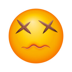 Dizzy emoji on white background. Cute emoticon.