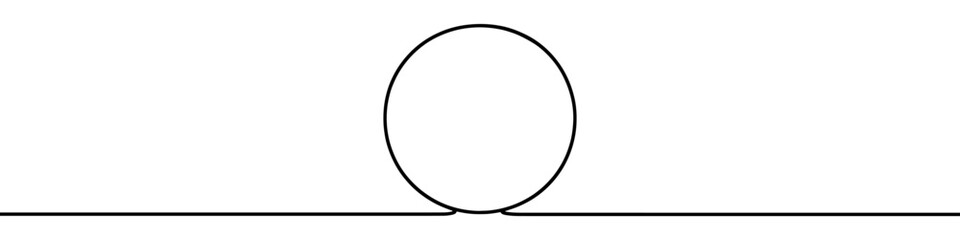 One continuous line illustration of a round frame, isolated on white background. Line art of round frame