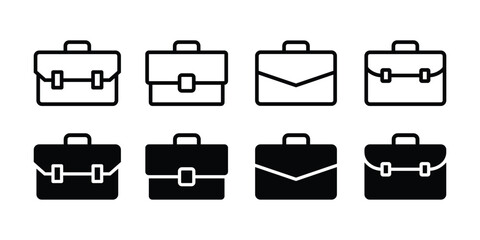 Briefcase icon set vector design. Portfolio vector filled and outlined icon set. 
