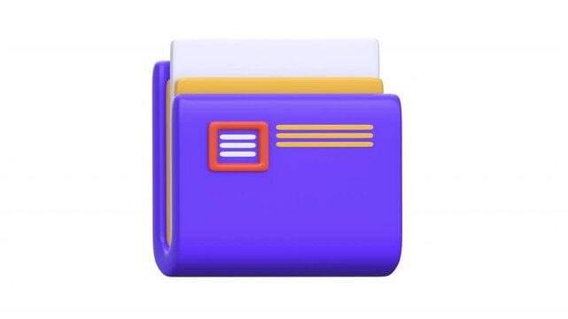 3D Animated Full Folder Icon, perfect for representing data storage, organization, file management, digital directories, and document security in visual projects