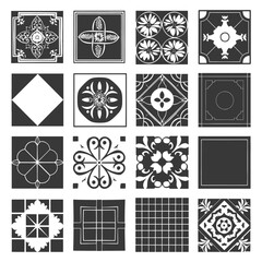 Black and White Geometric Tile Pattern Designs