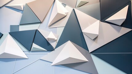 Minimalist Geometric Shape Display Wall - an elegant and contemporary visual. The minimalist design creates a clean and sophisticated backdrop for various displays.